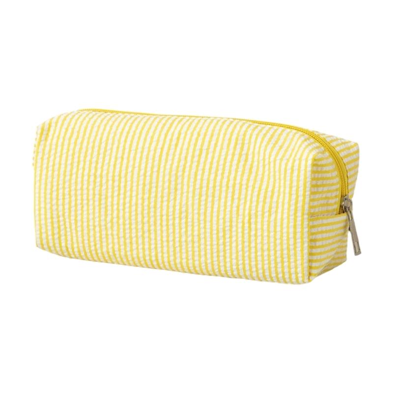 Multiunction Striped Pencil Case Water Resistant Polyester Pen Pouches Travel Cosmetics Bag For School Office Supplies