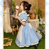 Cute Lace Maid Outfit Short Blue and Includes Apron and Cosplay Perfect for Photo and More [ChicFlow] Set, Sleeves, Ruffles, White, Headband, Uniform,