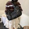 Fashion PU Solid Rivet Zipper Casual Tote Bag 2026 High Quality Light Luxury Versatile Bags Motorcycle Style Cool Shoulder Bag
