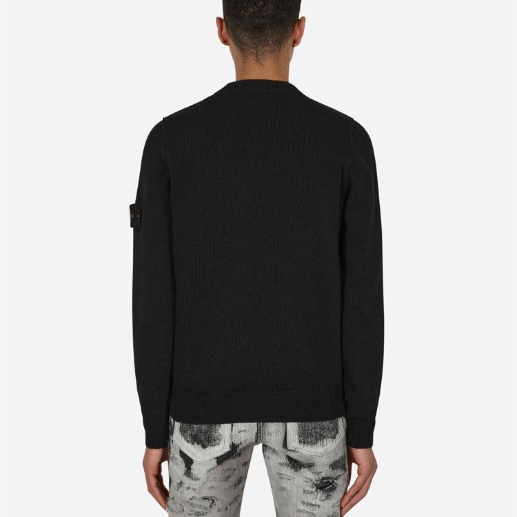 Stone Island FW22 Solid Color Lambswool Crew Neck Sweater Men sweater Black 7715508A3-V0029