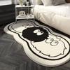 Cartoon Black and White Coal Balls Soft Fluffy Carpet Water Absorbent Non-slip Home Decorative Mat Living Room Bedroom Entry Mat