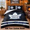 Toronto Maple Leafs Muster Bettwäsche 3-teiliges Set Mit Personalisierbarem Namen, Bettlaken und Kissenbezügen Für Zuhause Schlafzimmer
