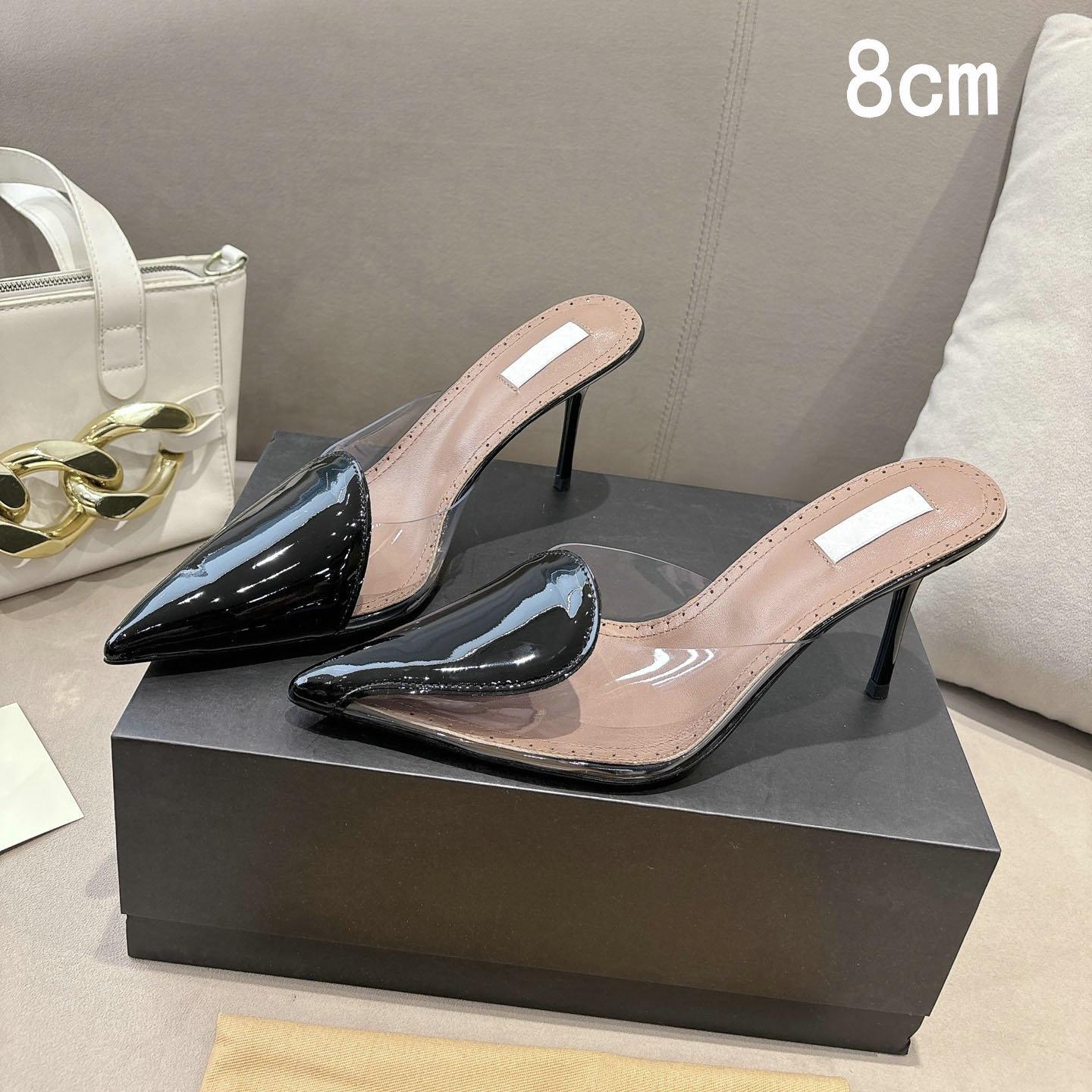 

Fashion Summer 2025 Fairy Style Sexy Design Simple Transparent Toe Half-Slipper Women S Pointed Toe Thin Heel High Heel Flip-Flops 34