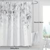 1Pc Ins Style Minimalist Shower Cover, Bathroom Curtain, Partition Curtain, Leaf Printed Shower Tent, Bathroom Curtain