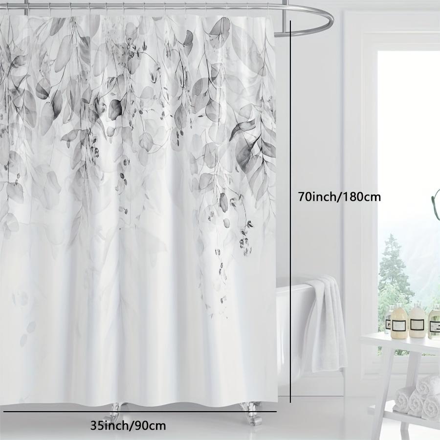 1Pc Ins Style Minimalist Shower Cover, Bathroom Curtain, Partition Curtain, Leaf Printed Shower Tent, Bathroom Curtain