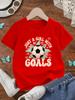 Girls Short Sleeve T Shirt Just A Girl With Goals Soccer Tropical Leaf Print Crew Neck Kids Summer Casual Sports Tee Top
