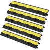 5 PCs Rubber Cable Protector Ramp, 2 Channel, 12000 Lbs/axle Capacity Heavy Duty Hose Wire Cover Ramp Driveway, Traffic Speed Bump with Flip-Open Top