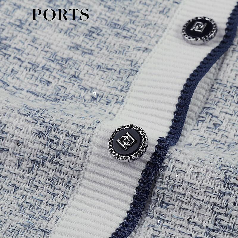 Ports Women's 2025 Fall Sky Blue Colorblock Knit Cardigan