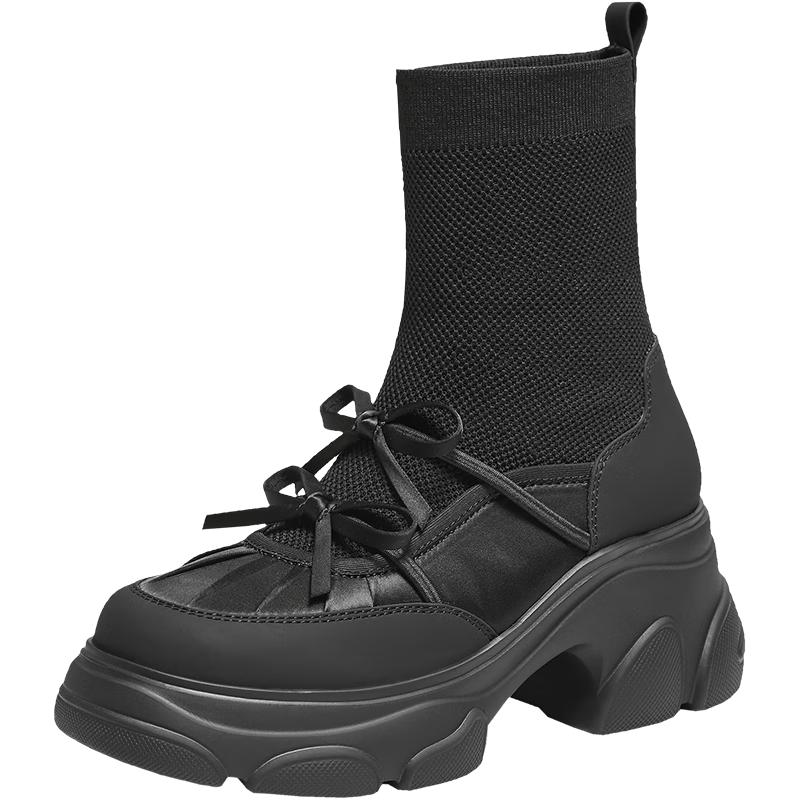 TATA Women s Winter Chunky Heel Ankle Boots 38