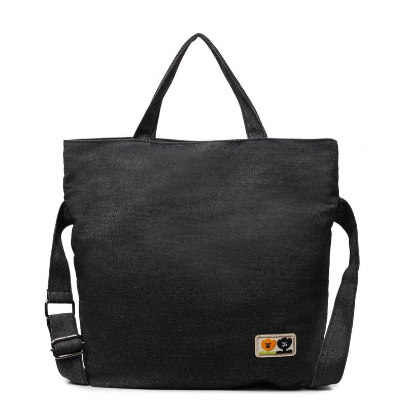 Large Capacity Student Tote Bag Solid Color Shoulder Crossbody Bag