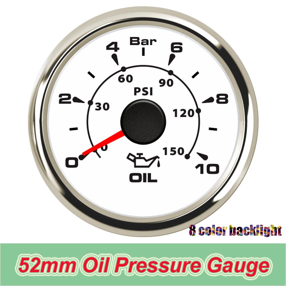 52mm Gauges Fuel Level Meter for Car Boat Yacht Gas Diesel Oil Tank Level Gauge Indicator 7colors LED Backlight Without Sensor