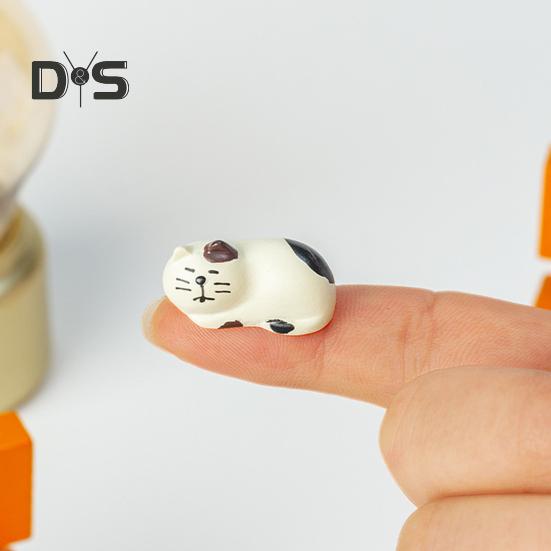Stuhl Katze Anime Figur Kawaii Schwarz Weiß Katzenstatue Holz 3-Beine Stuhl Statue Miniatur Desktop Ornament