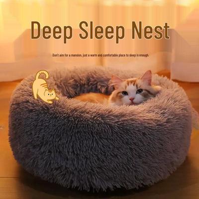 Winter Warmth Pet Bed for Cats & Dogs - Cozy Deep Sleep Nest for Kittens, Puppies, and Small Pets
