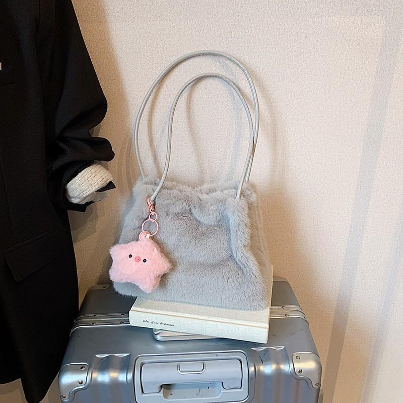 

Trend Fashionable Fluffy Small Bags All-matching Plush Tote Commuting