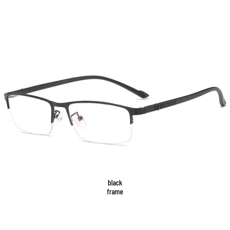 Men's Fashion Photochromic Half-Rim Metal Reading Glasses: Indoor/Outdoor Dual-Use with Anti-Blue Light Protection