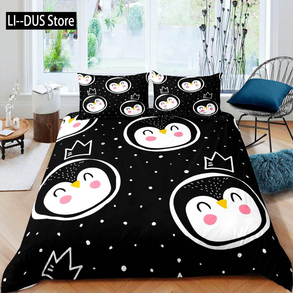 Duvet Cover Set Cute Penguin Panda Bedding Set for Boys Girls Children Kawaii Bear Animal Bedding Set Twin Full Queen King Size