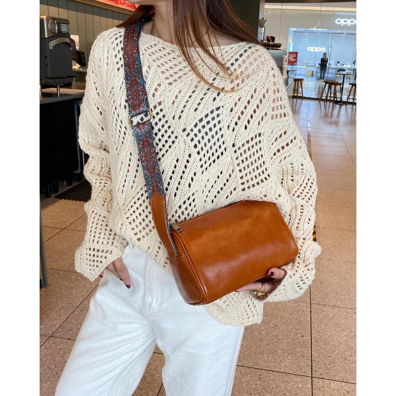 

Ретро сумка из посаженной коровьей кожи Нового стиля Модная женская сумка большой вместимости на одно плечо через плечо Высококачественная сумка из натуральной кожи