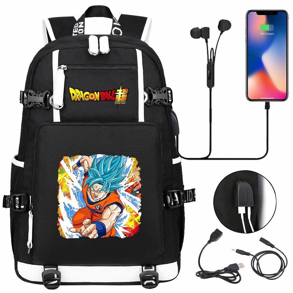 Vegeta Sun Wukong Dragon Ball Ultra USB Headphones Teen Student School Bag Men's and Women's Leisure Travel Backpack
