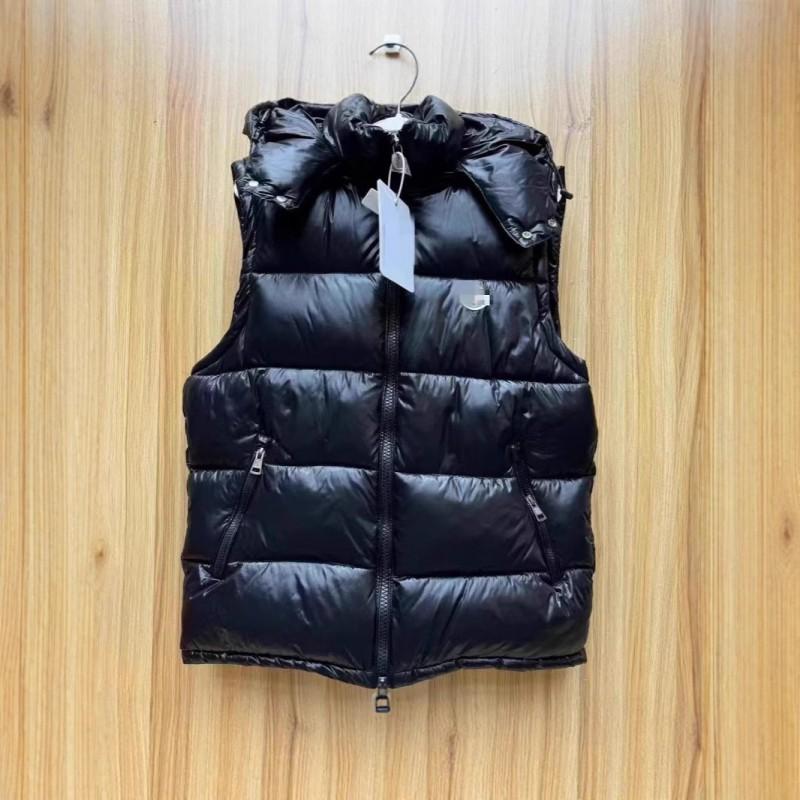 Unisex Thick Cotton Puffer Vest With Detachable Hood Stand Collar Winter Warm Sleeveless Jacket Men Women