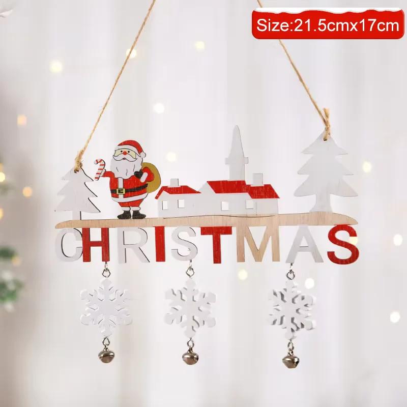 Christmas Door Decor Wooden Merry Christmas Sign Front Door Decor Santa Snowman Reindeer Decorations Wall Porch Decor