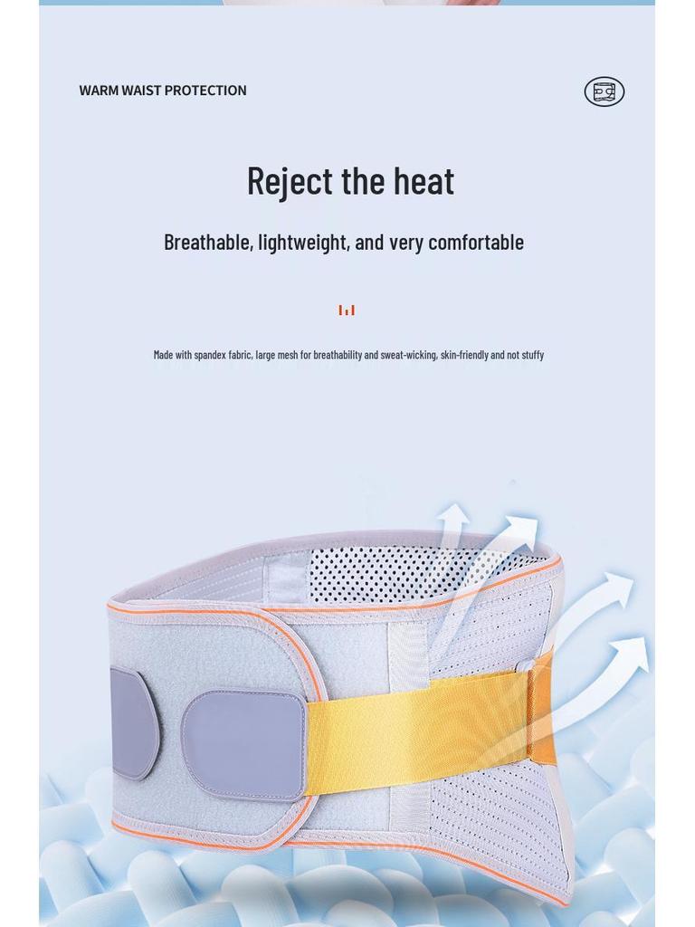 Ultra-thin Breathable Lumbar Support Waist Trainer for Yoga with Strong Self-heating Support