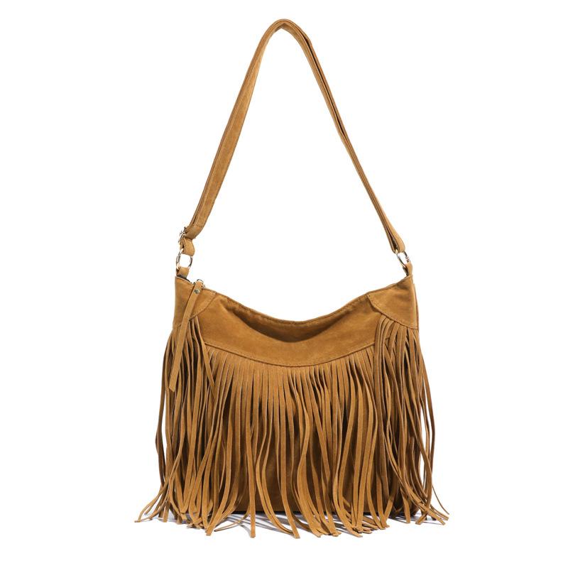 Frosted Retro Bag Women's Large-capacity New Autumn and Winter Shoulder Messenger Bag Fringed Commute