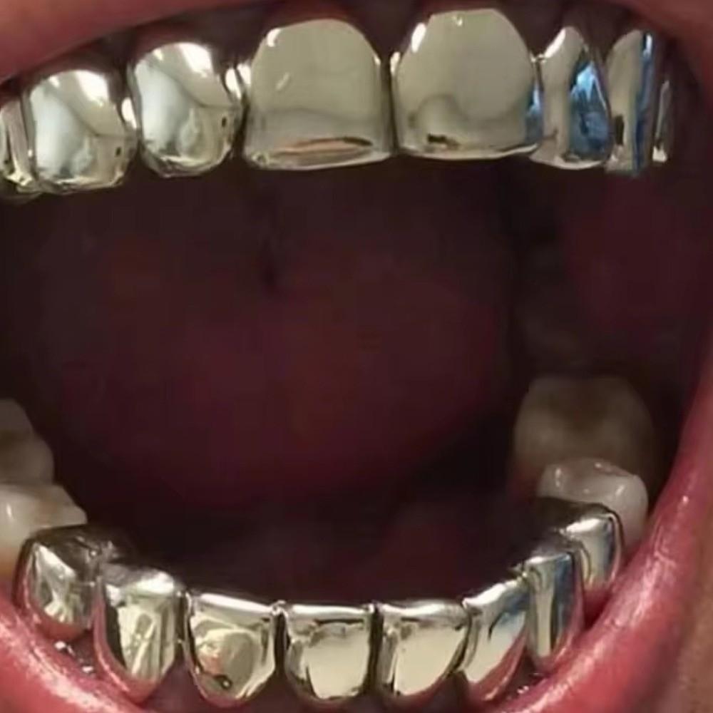 Glossy Finish Teeth Grillz Caps Eco-friendly Copper Teeth Jewelry Halloween
