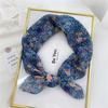 Floral Cotton Linen Silk Scarf: Women's Square Headband for Spring, Summer, Autumn - Korean Fresh Style