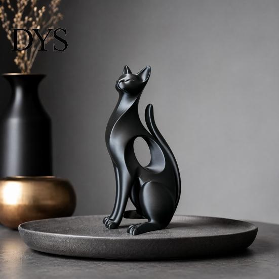 Desk Decorative Cat Figure 3D Printed Figurine, Modern Geometric Sculpture, Minimalist Art Burr-free Ornament Decor for Entryway Shelf, Lover