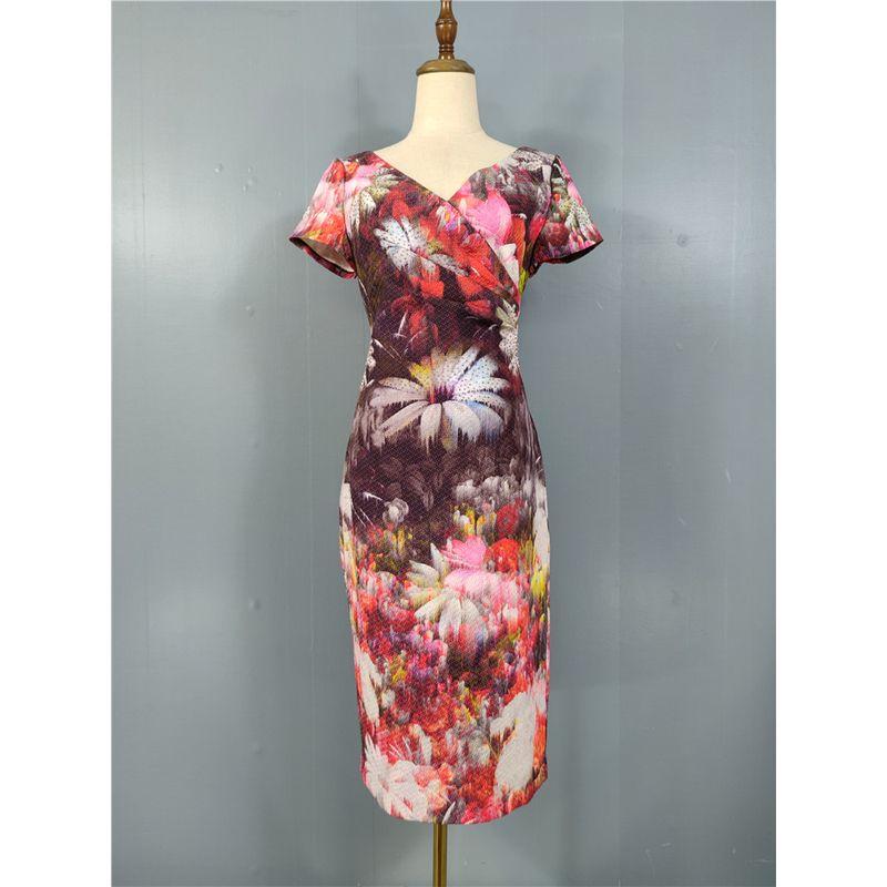 

Goddess Temperament Flying Sleeves Ladies plus Size Dress Color B V Neck 3XL(14)