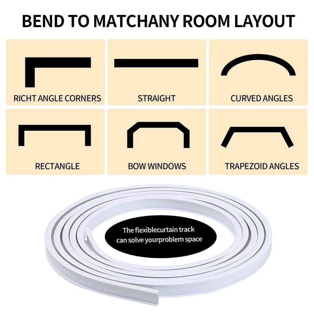 Curved U-Shaped Bendable Curtain Track (1-5 Meters)