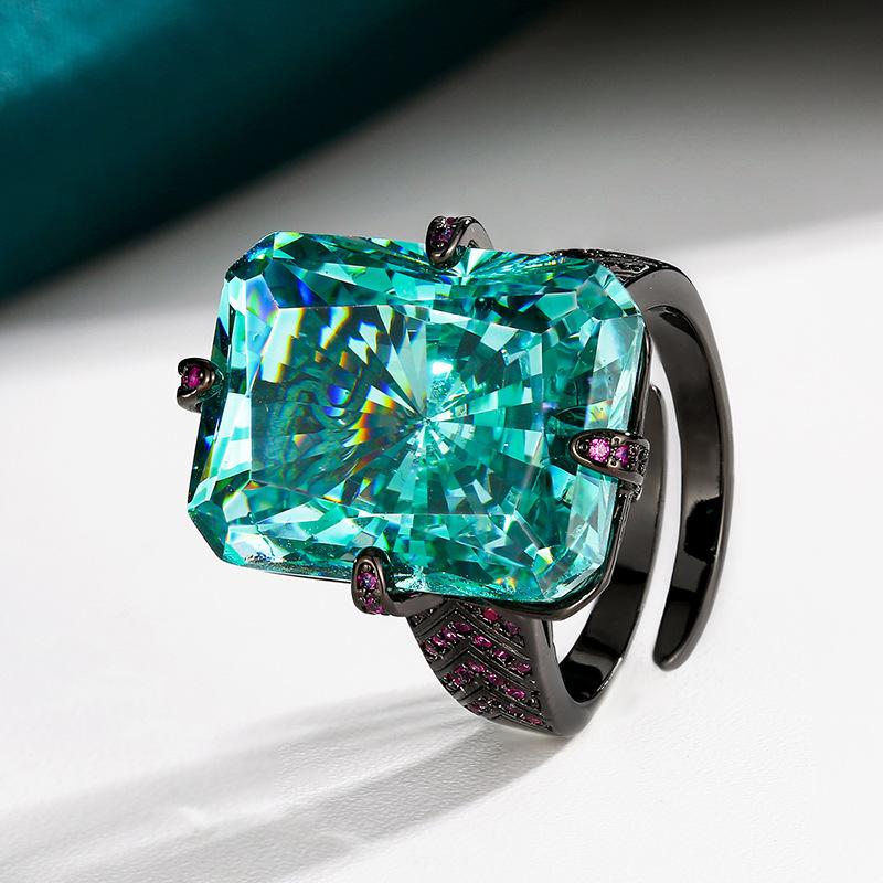 Jewelry Set Redeen Chepala Green Square Diamond Black Gold Set Main Stone 15 * 20