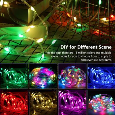 2M/5M/10M/15M/20M RGBIC LED String Fairy Lights Bluetooth String Lights Smart APP Remote One To One Control Christmas Decoration