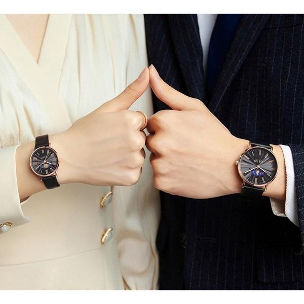 [יוליוס] שעון יד עור לגבר שמש וירח JA-1308M, שעונים קוריאניים פופולריים