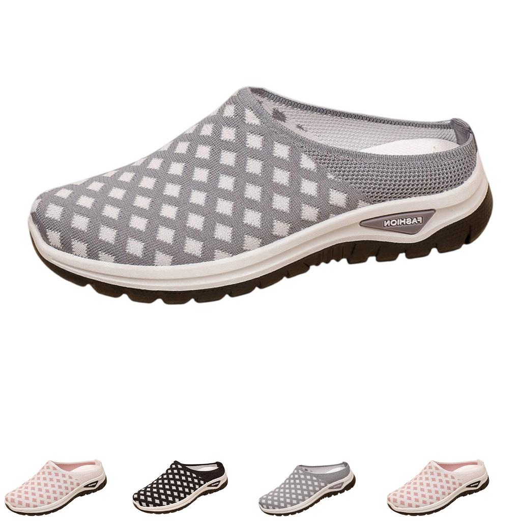 Summer Women Mesh Slip-On Half-Covered Sandals Lightweight Breathable Casual Outdoor Footwear with Soft Sole for Daily Wear