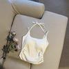 Women's Ruched Halter Neck Camisole with Built-in Bra - Versatile Summer Top for Girls
