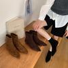 2025 New Autumn and Winter Pointed Flat Short Boots Women's Suede Thin Shoes Versatile Comfortable Elastic Short Boots Women