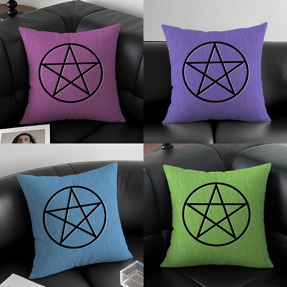 P-Pentagram Cushion Cover Natural Linen Pillowcase Set, All-In-One Decor For Sofa, Bedroom & Chair