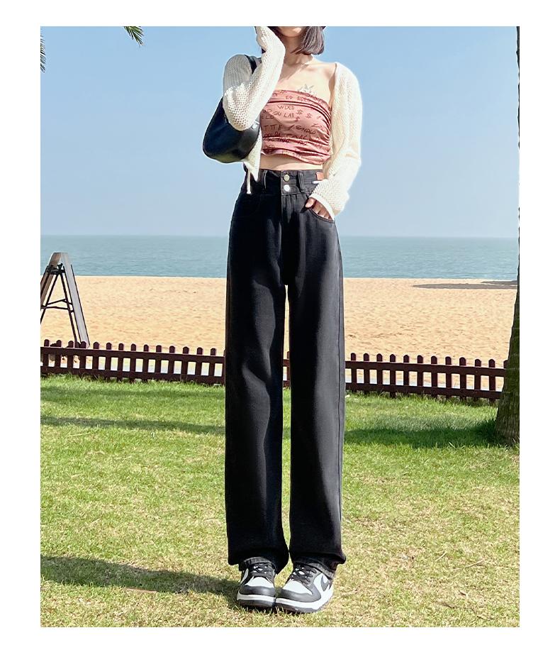 Women's jeans, high waisted, loose and wide leg pants, casual and versatile, comfortable for commuting, hanging straight leg pants, children's pants