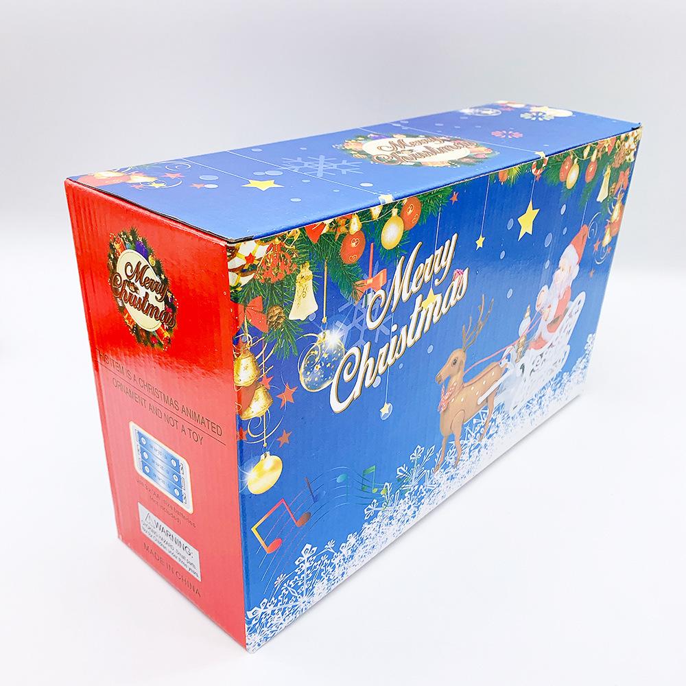 Electric Santa's Reindeer Cart Ornament: Musical Christmas Toy for Kids in Red & White