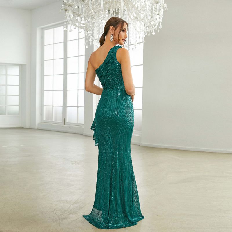 Evening Birthday Sequin Party Dress Green Long Dress Sexy Party Dress