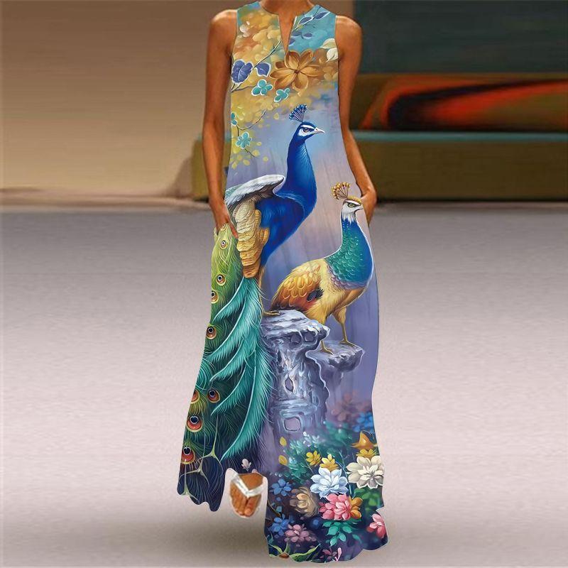 Dress Women Summer Print Long Beach Holiday Loose 3D Skirt
