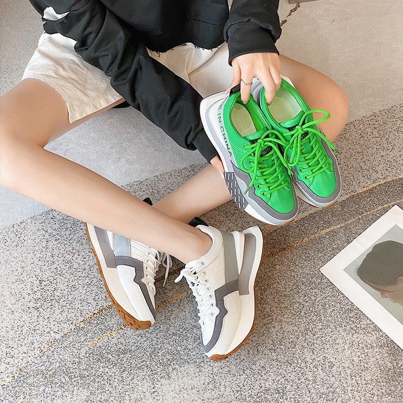 Summer new leather platform casual shoes fashion versatile sports large size heightening women's shoes