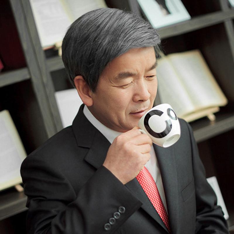 Middle-aged and Elderly Wigs, Flowery White, Men's Short Hair Wigs, Full Wigs