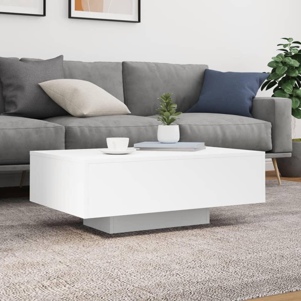 Moderner, Minimalistischer Und Eleganter Couchtisch Mit LED-Lampe, Beistelltisch Für Das Wohnzimmer, Niedriger Ablagetisch, 85x55x31 Cm