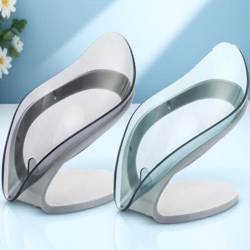 Creative Leaf-Shaped Soap Box with Suction Cup Drain Rack for Bathroom Storage and Laundry Organizer