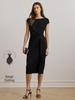 2025 Women's Elegant Slim-fit Midi Skirt with Waist Metal Accents and Slit