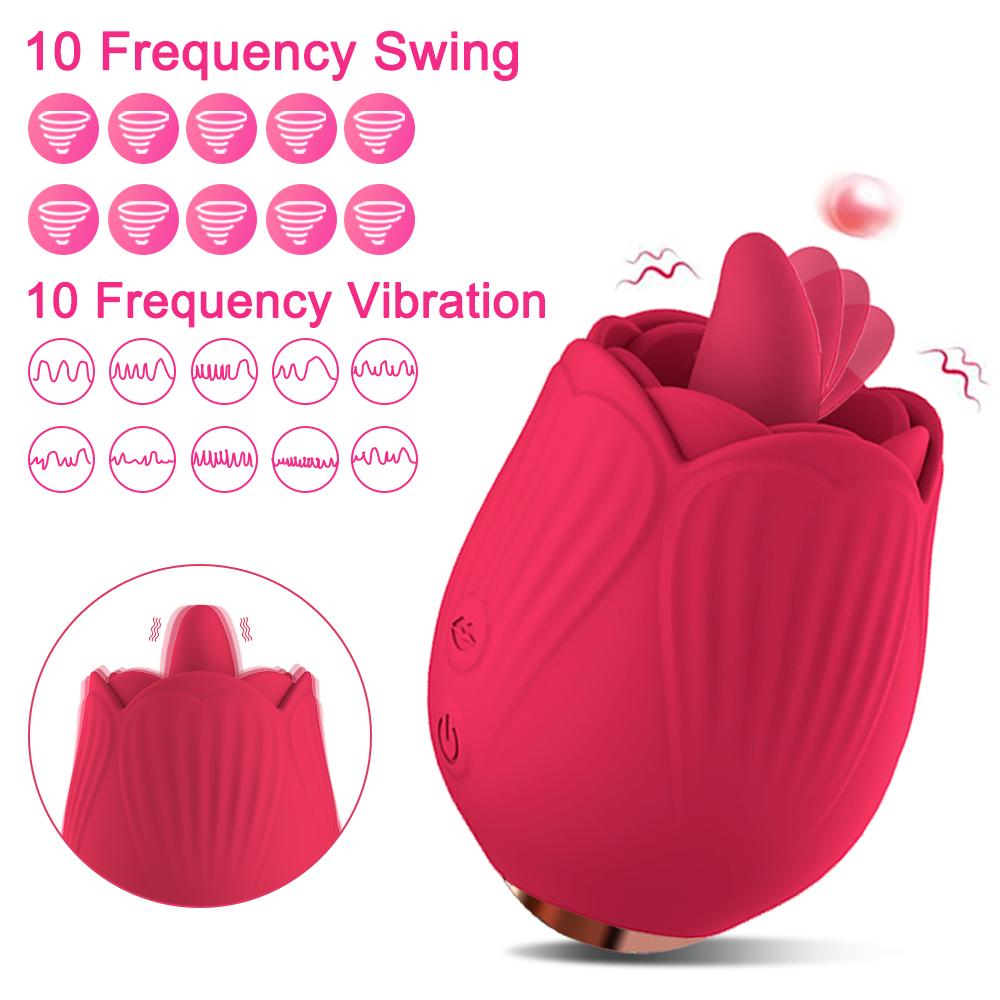 POMFW Leistungsstarkes Rosenvibrator-Spielzeug, weiblicher Klitorisstimulator, Zungen-Oralleck-Masturbator, gutes Nippel-Sexspielzeug für Frauen