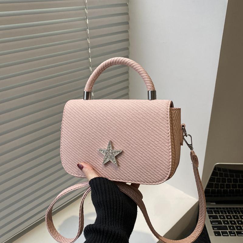 Starry Diamond Chain Texture Crossbody Bags Women Fashion Shiny Star Small Square Hand-held Shoulder Bag Lady Commuting Handbags