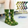 5Pairs Patchwork Cartoon Short Socks Cheese Cookies Food Pattern Socks Soft Mid Tube Socks  Spring